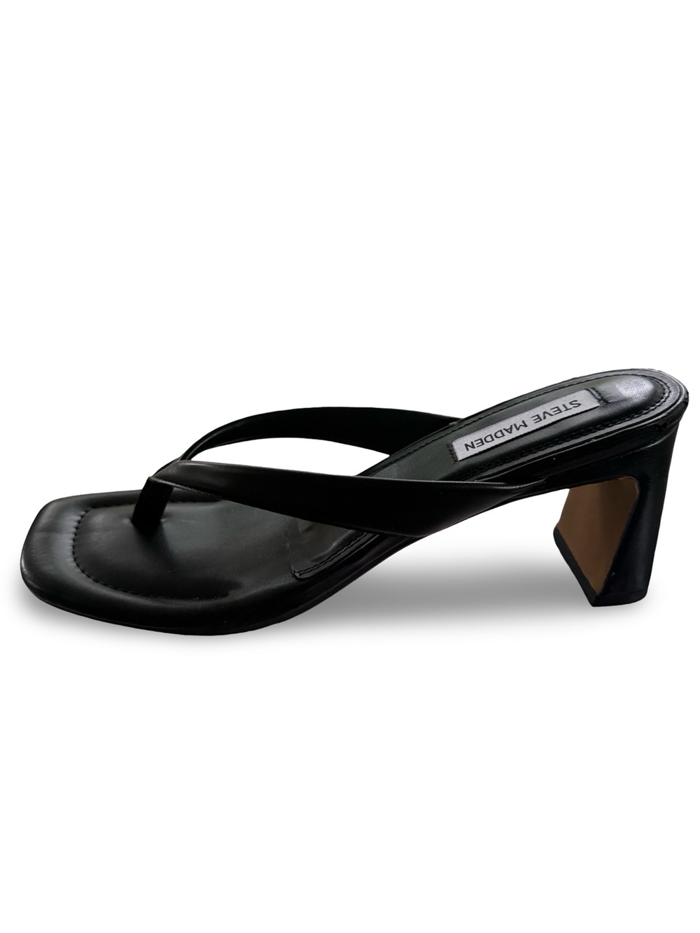 Steve Madden Black Square-Toe Thong Sandals - Picture 4 of 7